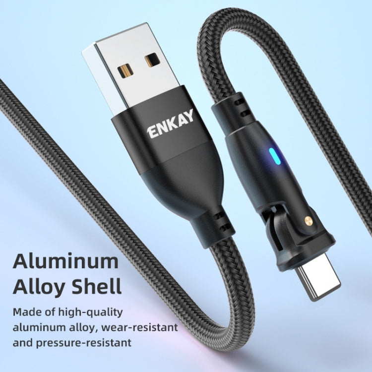 ENKAY 180 Degrees Rotating USB to 8 Pin Charging Data Cable with LED Light, Length:2m(Red) - Normal Style Cable by ENKAY | Online Shopping South Africa | PMC Jewellery | Buy Now Pay Later Mobicred