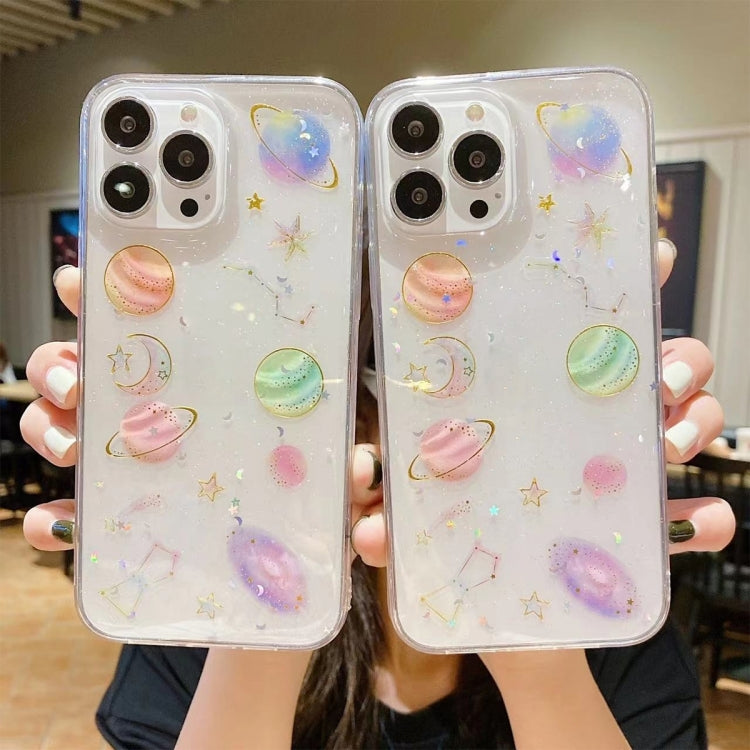 For iPhone 16 Plus Cosmic Star Glitter Epoxy TPU Phone Case(Transparent) - iPhone 16 Plus Cases by PMC TechLife | Online Shopping South Africa | PMC TechLife | Buy Now Pay Later Mobicred