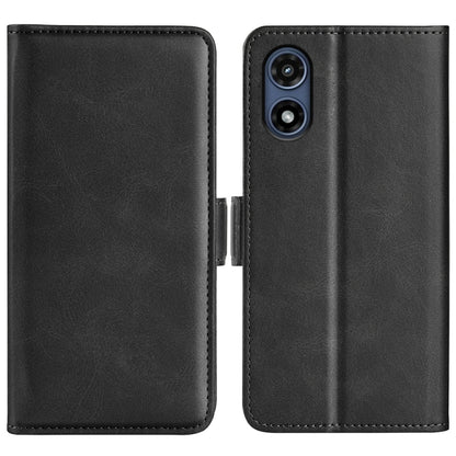 For Motorola Moto G Play 2024 Dual-side Magnetic Buckle Horizontal Flip Leather Phone Case(Black) - Motorola Cases by PMC Jewellery | Online Shopping South Africa | PMC Jewellery | Buy Now Pay Later Mobicred