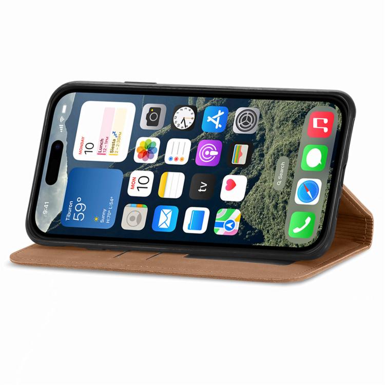 For iPhone 16e Retro Skin Feel Magnetic Flip Leather Phone Case(Brown) - iPhone 16e Cases by PMC TechLife | Online Shopping South Africa | PMC TechLife | Buy Now Pay Later Mobicred