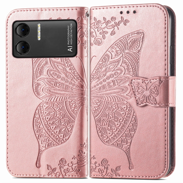 For DOOGEE X98 Pro / X98 Butterfly Love Flower Embossed Leather Phone Case(Rose Gold) - Doogee Cases by PMC Jewellery | Online Shopping South Africa | PMC Jewellery | Buy Now Pay Later Mobicred