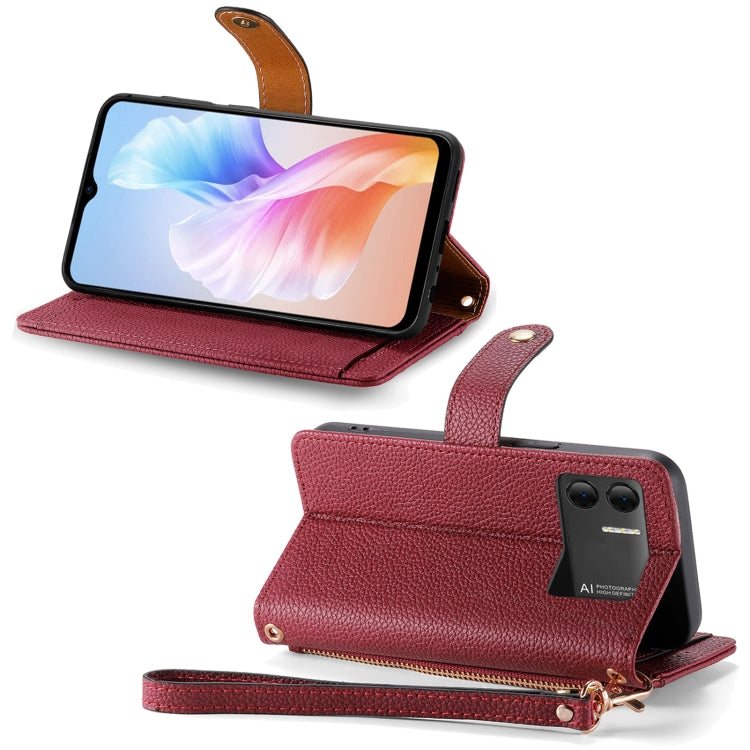 For DOOGEE X98 Pro / X98 Love Zipper Lanyard Leather Phone Case(Red) - Doogee Cases by PMC TechLife | Online Shopping South Africa | PMC TechLife | Buy Now Pay Later Mobicred