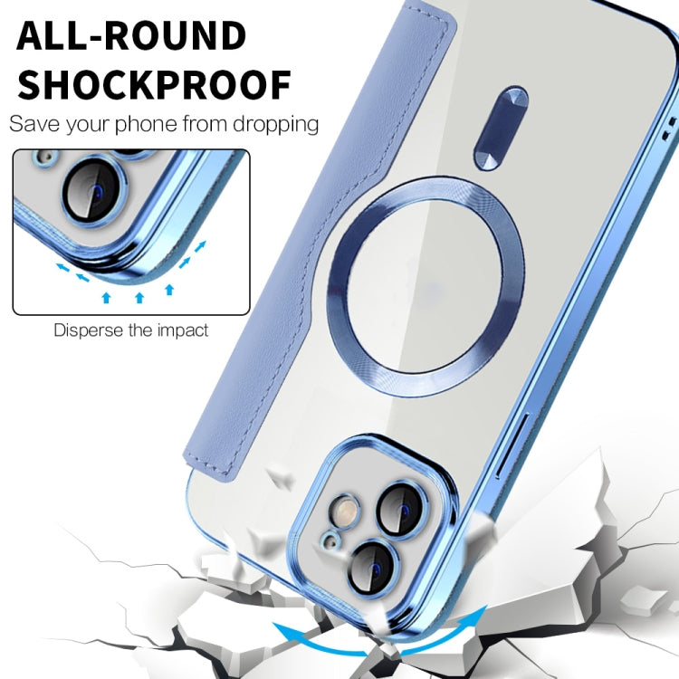 For iPhone 16e Shield Magsafe RFID Anti-theft Rhombus Leather Phone Case(Purple) - iPhone 16e Cases by PMC TechLife | Online Shopping South Africa | PMC TechLife | Buy Now Pay Later Mobicred