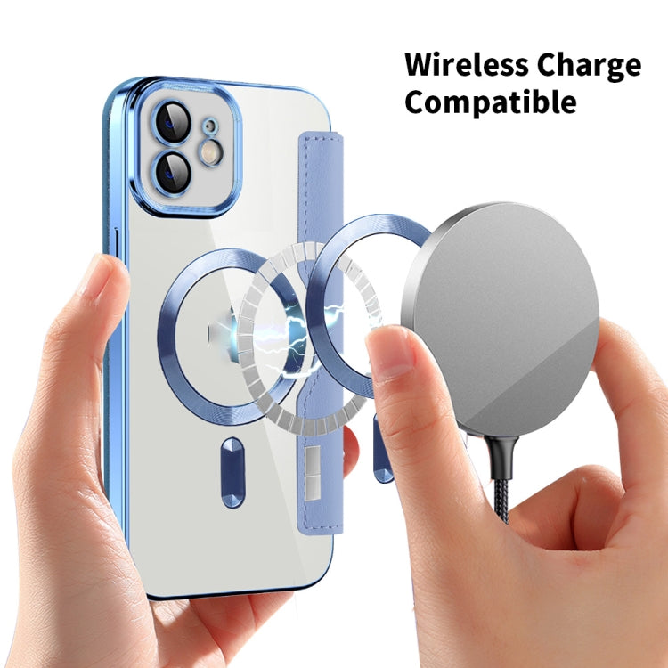 For iPhone 16 Plus Shield Magsafe RFID Anti-theft Rhombus Leather Phone Case(Blue) - iPhone 16 Plus Cases by PMC TechLife | Online Shopping South Africa | PMC TechLife | Buy Now Pay Later Mobicred