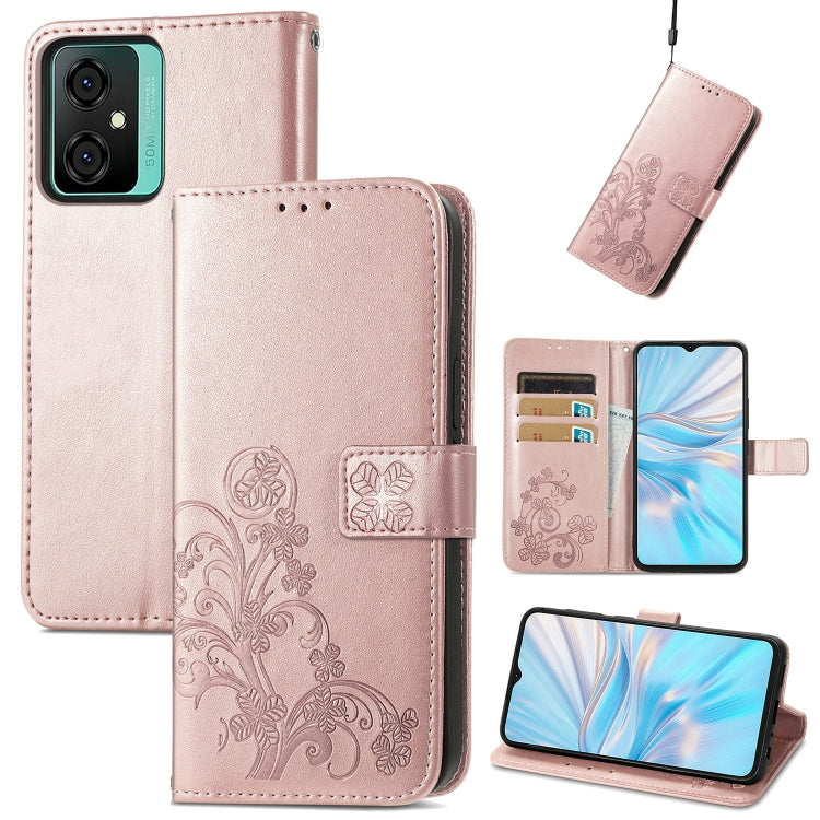 For Blackview Oscal C70 Four-leaf Clasp Embossed Buckle Leather Phone Case(Rose Gold) - More Brand by PMC TechLife | Online Shopping South Africa | PMC TechLife