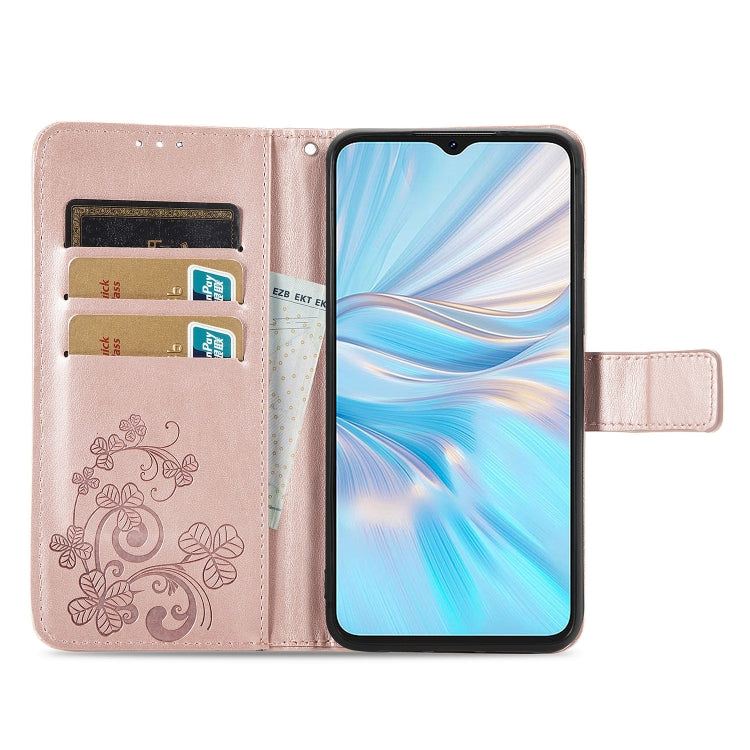 For Blackview Oscal C70 Four-leaf Clasp Embossed Buckle Leather Phone Case(Rose Gold) - More Brand by PMC TechLife | Online Shopping South Africa | PMC TechLife