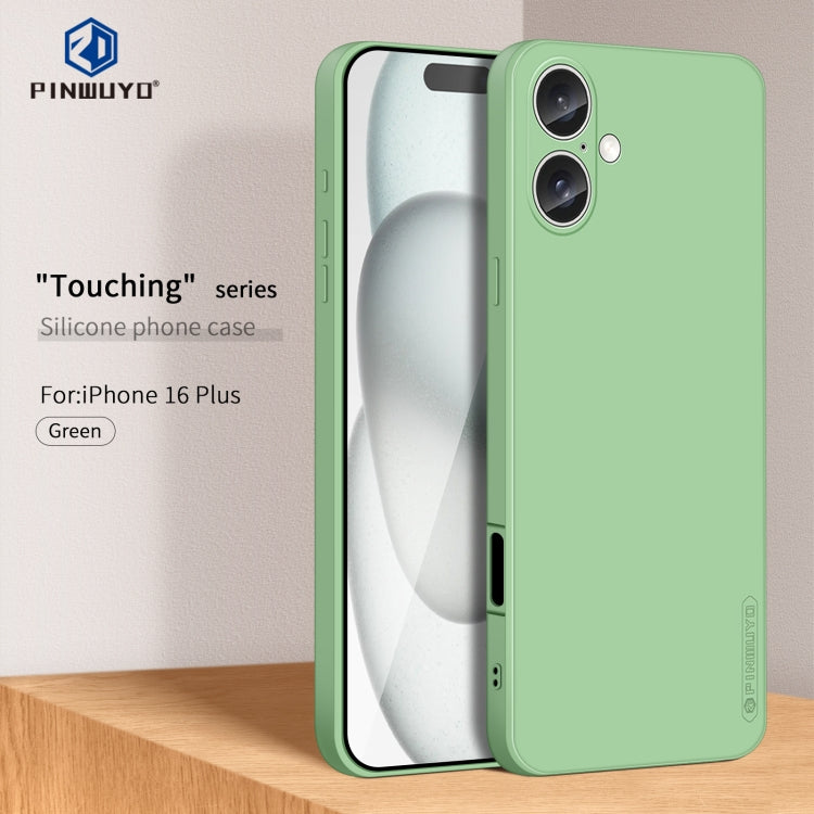 For iPhone 16 Plus PINWUYO Sense Series Liquid Silicone TPU Phone Case(Green) - iPhone 16 Plus Cases by PINWUYO | Online Shopping South Africa | PMC Jewellery | Buy Now Pay Later Mobicred