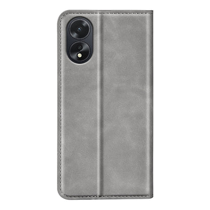 For OPPO A38 Retro-skin Magnetic Suction Leather Phone Case(Grey) - A38 Cases by PMC Jewellery | Online Shopping South Africa | PMC Jewellery | Buy Now Pay Later Mobicred