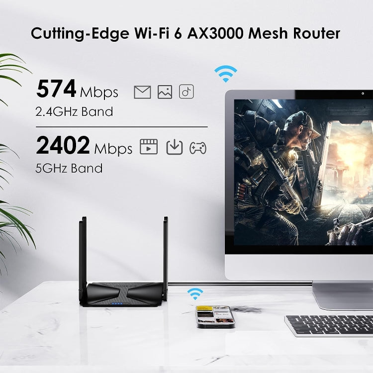 WAVLINK WN586X3 Wireless Gigabit Ethernet Router Wi-Fi 6 AX3000 Mesh Router Dual Band, Plug:EU Plug - Wireless Routers by WAVLINK | Online Shopping South Africa | PMC Jewellery | Buy Now Pay Later Mobicred