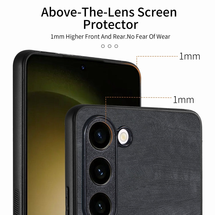 For Samsung Galaxy S25 5G Vintage Leather PC Back Cover Phone Case(Black) - Galaxy S25 5G Cases by PMC Jewellery | Online Shopping South Africa | PMC Jewellery | Buy Now Pay Later Mobicred