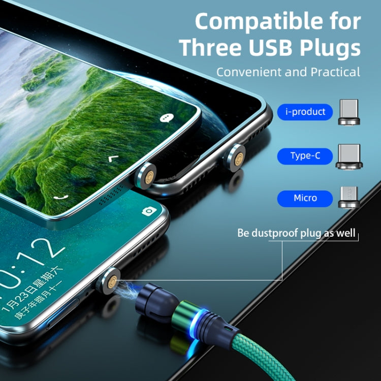 ENKAY 3 in 1 3A USB to Type-C / 8 Pin / Micro USB Magnetic 540 Degrees Rotating Fast Charging Cable, Length:1m(Green) - Charging Cable & Head by ENKAY | Online Shopping South Africa | PMC Jewellery | Buy Now Pay Later Mobicred