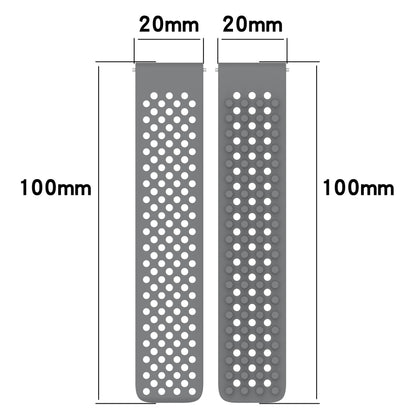 For Garmin Forerunner Sq2 Music 20mm Holes Breathable 3D Dots Silicone Watch Band(White+Grey) - Watch Bands by PMC Jewellery | Online Shopping South Africa | PMC Jewellery