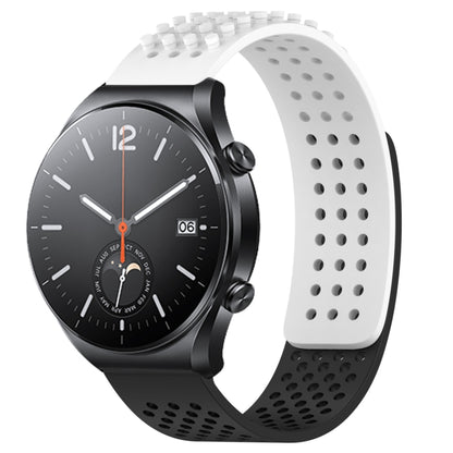 For Xiaomi MI Watch S1 22mm Holes Breathable 3D Dots Silicone Watch Band(White+Black) - Watch Bands by PMC Jewellery | Online Shopping South Africa | PMC Jewellery