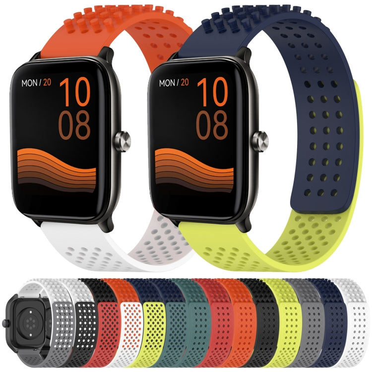 For Xiaomi Haylou GST LS09B 22mm Holes Breathable 3D Dots Silicone Watch Band(White+Black) - Watch Bands by PMC Jewellery | Online Shopping South Africa | PMC Jewellery