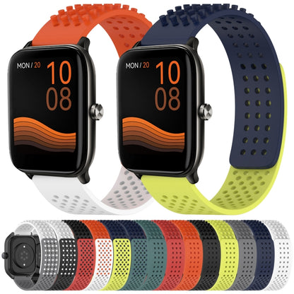 For Xiaomi MI Watch Color 2 22mm Holes Breathable 3D Dots Silicone Watch Band(Midnight Blue+Olive Green) - Watch Bands by PMC Jewellery | Online Shopping South Africa | PMC Jewellery