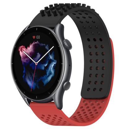 For Amazfit GTR 3 Pro 22mm Holes Breathable 3D Dots Silicone Watch Band(Black+Red) - Watch Bands by PMC Jewellery | Online Shopping South Africa | PMC Jewellery