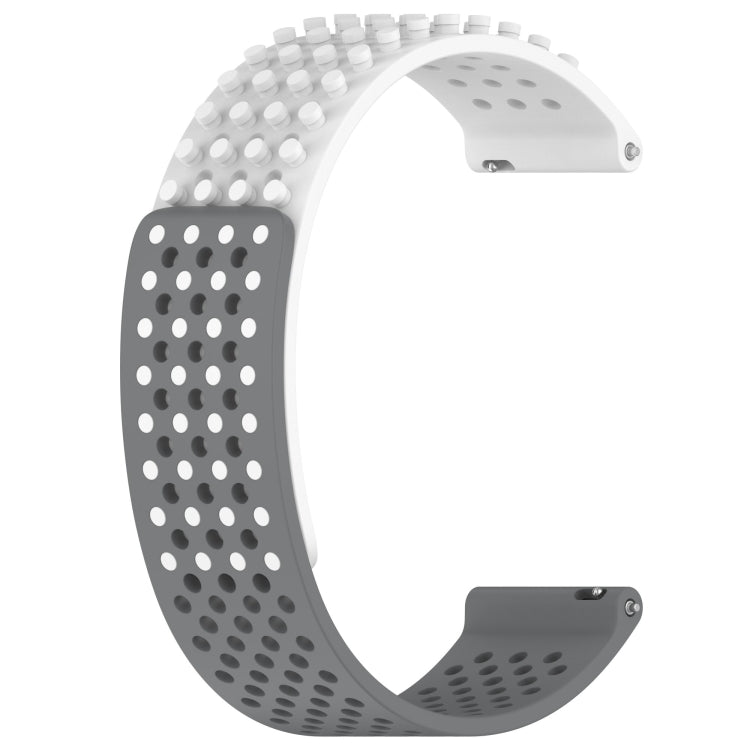For Amazfit 3 22mm Holes Breathable 3D Dots Silicone Watch Band(White+Grey) - Watch Bands by PMC TechLife | Online Shopping South Africa | PMC TechLife