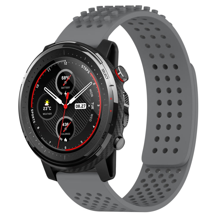 For Amazfit 3 22mm Holes Breathable 3D Dots Silicone Watch Band(Grey) - Watch Bands by PMC TechLife | Online Shopping South Africa | PMC TechLife
