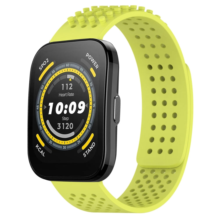 For Amazfit Bip 5 22mm Holes Breathable 3D Dots Silicone Watch Band(Lime Green) - Watch Bands by PMC Jewellery | Online Shopping South Africa | PMC Jewellery