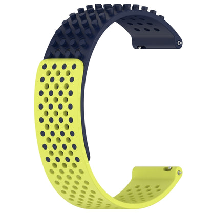 For Amazfit Bip 5 22mm Holes Breathable 3D Dots Silicone Watch Band(Midnight Blue+ Lime Green) - Watch Bands by PMC Jewellery | Online Shopping South Africa | PMC Jewellery