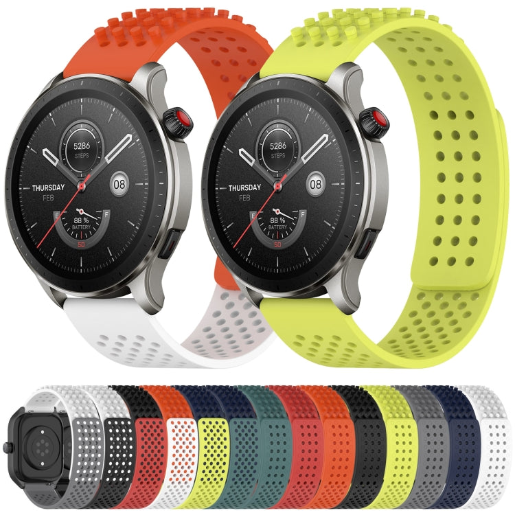 For Amazfit GTR 4 22mm Holes Breathable 3D Dots Silicone Watch Band(White+Black) - Watch Bands by PMC Jewellery | Online Shopping South Africa | PMC Jewellery