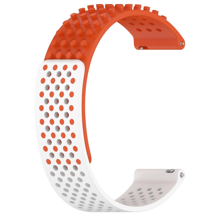 For Garmin Forerunner 255 Music 22mm Holes Breathable 3D Dots Silicone Watch Band(Orange+White) - Watch Bands by PMC Jewellery | Online Shopping South Africa | PMC Jewellery