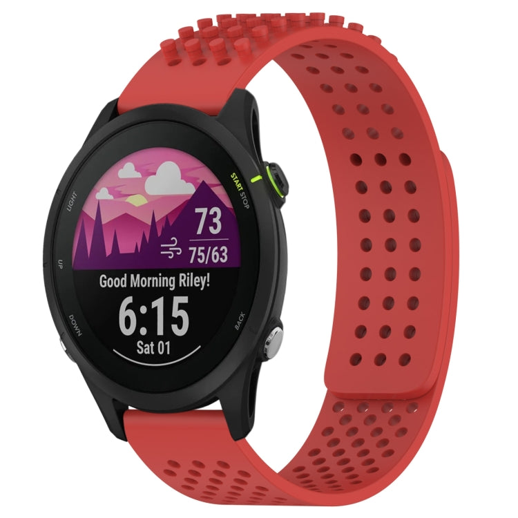 For Garmin Forerunner 255 Music 22mm Holes Breathable 3D Dots Silicone Watch Band(Red) - Watch Bands by PMC Jewellery | Online Shopping South Africa | PMC Jewellery