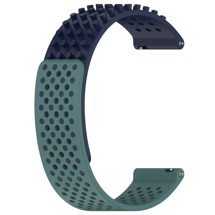 For Garmin Forerunner 255 Music 22mm Holes Breathable 3D Dots Silicone Watch Band(Midnight Blue+Olive Green) - Watch Bands by PMC Jewellery | Online Shopping South Africa | PMC Jewellery