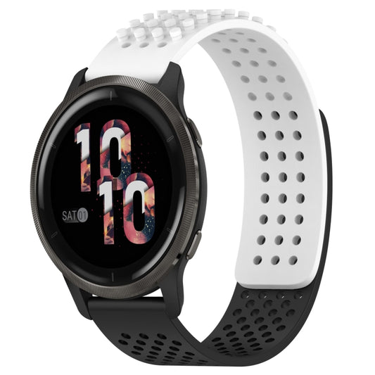 For Garmin Venu 2 22mm Holes Breathable 3D Dots Silicone Watch Band(White+Black) - Watch Bands by PMC Jewellery | Online Shopping South Africa | PMC Jewellery