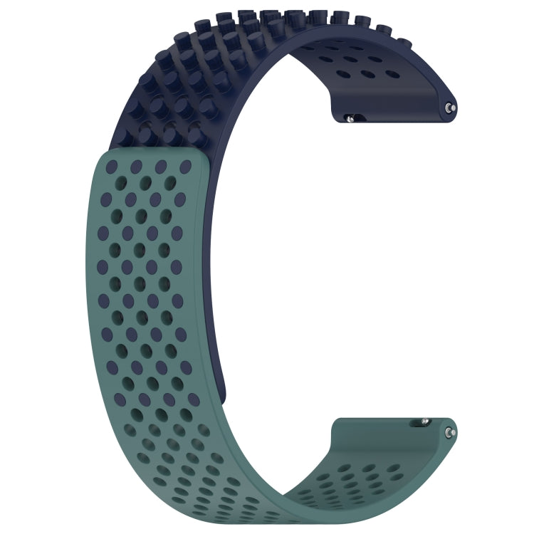 For Samsung Gear S3 Classic 22mm Holes Breathable 3D Dots Silicone Watch Band(Midnight Blue+Olive Green) - Watch Bands by PMC Jewellery | Online Shopping South Africa | PMC Jewellery