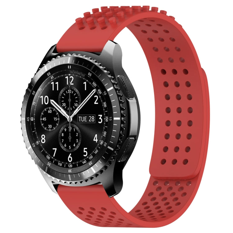 For Samsung Gear S3 Frontier 22mm Holes Breathable 3D Dots Silicone Watch Band(Red) - Watch Bands by PMC Jewellery | Online Shopping South Africa | PMC Jewellery