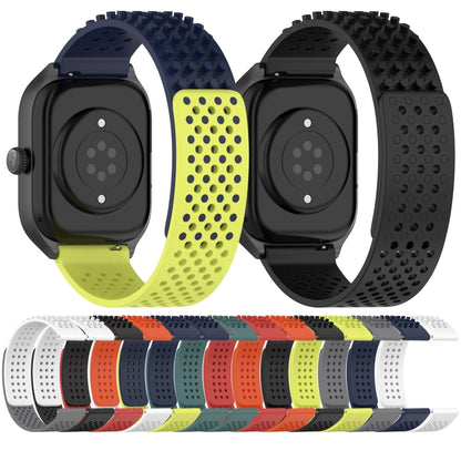 For  SUUNTO 9 Peak 22mm Holes Breathable 3D Dots Silicone Watch Band(Midnight Blue+Lime Green) -  by PMC Jewellery | Online Shopping South Africa | PMC Jewellery