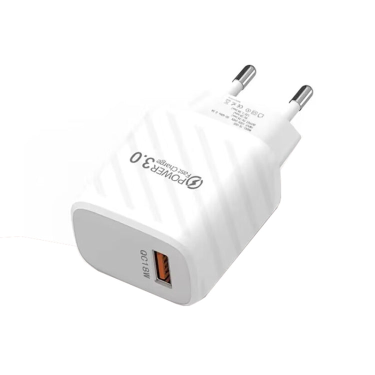 TE-005 USB3.0 QC3.0 18W 3A Interface Mobile Phone Fast Charger, EU Plug(White) - USB Charger by PMC TechLife | Online Shopping South Africa | PMC TechLife