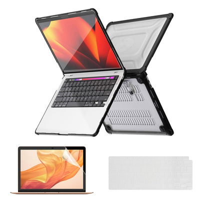 For MacBook Air 13.3 A2179/A2337 ENKAY Hat-Prince 3 in 1 Protective Bracket Case Cover Hard Shell with TPU Keyboard Film / PET Screen Protector, Version:US(Black) - MacBook Air Cases by ENKAY | Online Shopping South Africa | PMC Jewellery | Buy Now Pay Later Mobicred