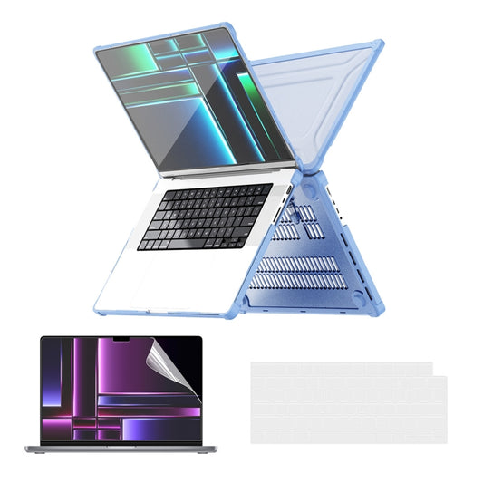 For MacBook Pro 14.2 A2442/A2779 ENKAY Hat-Prince 3 in 1 Protective Bracket Case Cover Hard Shell with TPU Keyboard Film / PET Screen Protector, Version:EU(Light Blue) - MacBook Pro Cases by ENKAY | Online Shopping South Africa | PMC Jewellery | Buy Now Pay Later Mobicred