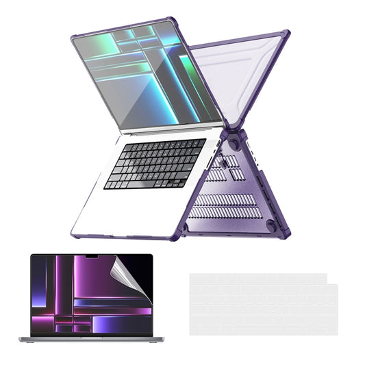 For MacBook Pro 14.2 A2442/A2779 ENKAY Hat-Prince 3 in 1 Protective Bracket Case Cover Hard Shell with TPU Keyboard Film / PET Screen Protector, Version:EU(Purple) - MacBook Pro Cases by ENKAY | Online Shopping South Africa | PMC Jewellery | Buy Now Pay Later Mobicred