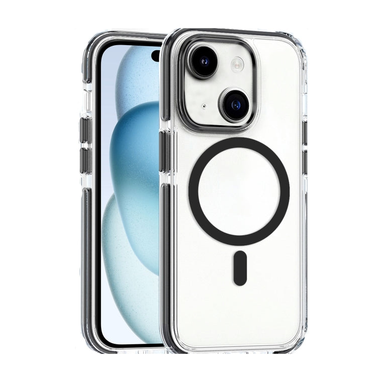 For iPhone 15 Plus Dual-color MagSafe TPU Hybrid Clear PC Shockproof Phone Case(Black) - free shipping - PMC TechLife - Order now!