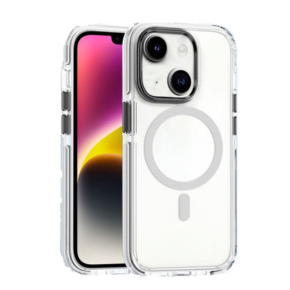 For iPhone 14 Dual-color MagSafe TPU Hybrid Clear PC Shockproof Phone Case(White) - iPhone 14 Cases by PMC Jewellery | Online Shopping South Africa | PMC Jewellery