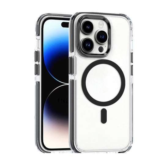 For iPhone 14 Pro Dual-color MagSafe TPU Hybrid Clear PC Shockproof Phone Case(Black) - iPhone 14 Pro Cases by PMC Jewellery | Online Shopping South Africa | PMC Jewellery