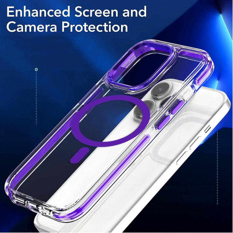 For iPhone 14 Dual-color MagSafe TPU Hybrid Clear PC Shockproof Phone Case(White) - iPhone 14 Cases by PMC Jewellery | Online Shopping South Africa | PMC Jewellery