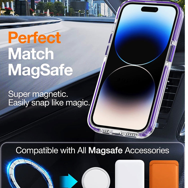 For iPhone 15 Plus Dual-color MagSafe TPU Hybrid Clear PC Shockproof Phone Case(Black) - free shipping - PMC TechLife - Order now!