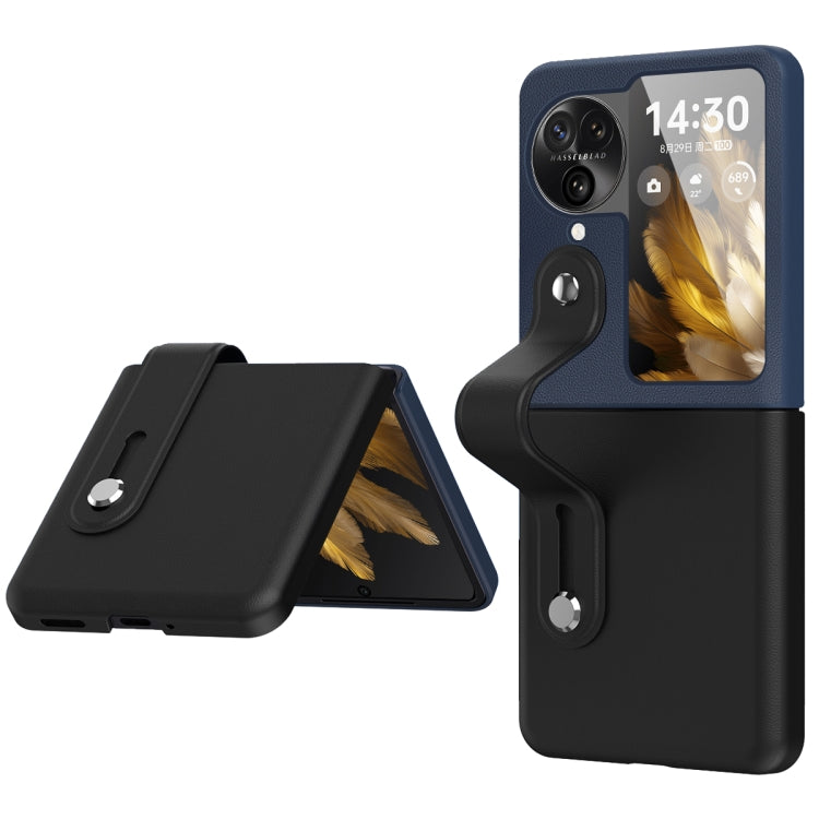 For OPPO Find N3 Flip Wrist-strap Plain Leather Phone Case(Black) - free shipping - PMC TechLife - Order now!