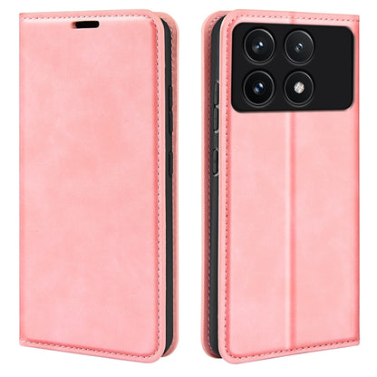 For Xiaomi Redmi K70 Retro-skin Magnetic Suction Leather Phone Case(Pink) - K70 Cases by PMC Jewellery | Online Shopping South Africa | PMC Jewellery | Buy Now Pay Later Mobicred