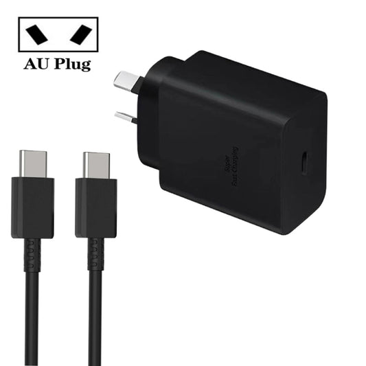 M135 PPS / PD 45W USB-C / Type-C Port Fast Charger with 5A Type-C to Type-C Cable, AU Plug(Black) - USB Charger by PMC Jewellery | Online Shopping South Africa | PMC Jewellery | Buy Now Pay Later Mobicred