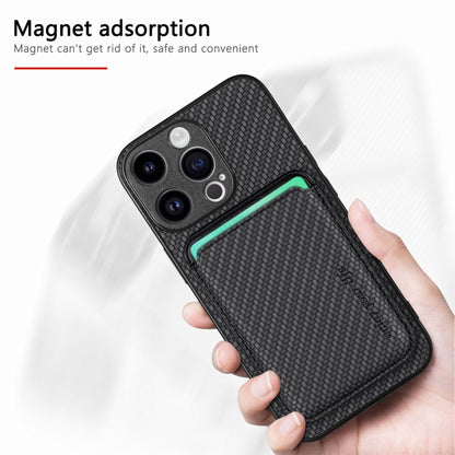 For iPhone 15 Pro Max Carbon Fiber Leather Card Magsafe Phone Case(Black) - iPhone 15 Pro Max Cases by PMC Jewellery | Online Shopping South Africa | PMC Jewellery