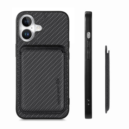 For iPhone 16 Plus Carbon Fiber Leather Card Magsafe Phone Case(Black) - iPhone 16 Plus Cases by PMC Jewellery | Online Shopping South Africa | PMC Jewellery | Buy Now Pay Later Mobicred