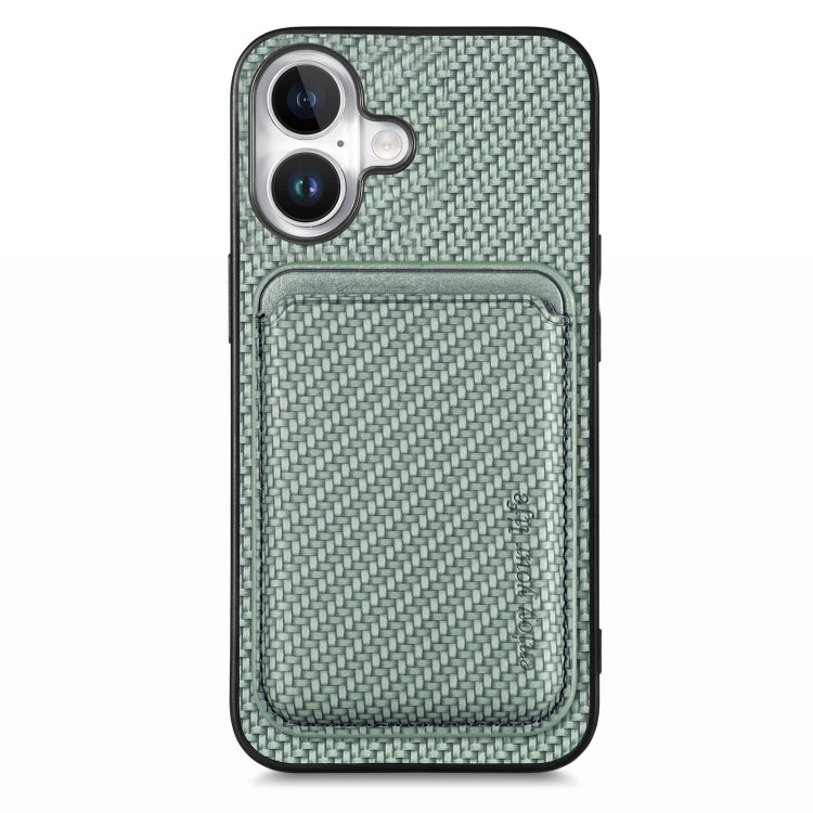 For iPhone 16 Plus Carbon Fiber Leather Card Magsafe Phone Case(Green) - iPhone 16 Plus Cases by PMC Jewellery | Online Shopping South Africa | PMC Jewellery | Buy Now Pay Later Mobicred