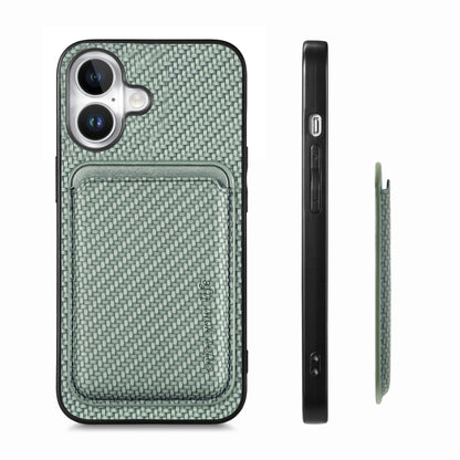 For iPhone 16 Plus Carbon Fiber Leather Card Magsafe Phone Case(Green) - iPhone 16 Plus Cases by PMC Jewellery | Online Shopping South Africa | PMC Jewellery | Buy Now Pay Later Mobicred