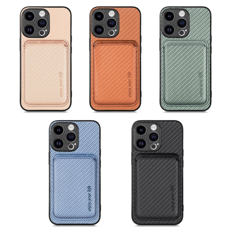 For iPhone 15 Pro Max Carbon Fiber Leather Card Magsafe Phone Case(Black) - iPhone 15 Pro Max Cases by PMC TechLife | Online Shopping South Africa | PMC TechLife