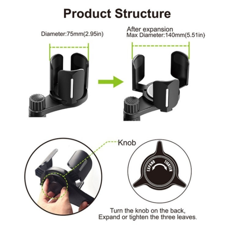 D07 3-Clip Adjustable Cup Holder Car Mount Drink Bottle Snack Car Cup Holder Expander - Car Drink Holders by PMC TechLife | Online Shopping South Africa | PMC TechLife | Buy Now Pay Later Mobicred